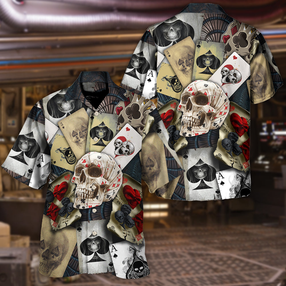 Retro Skull Card Game Cards Hawaiian Shirt Pattern View For Lightweight Everyday Style