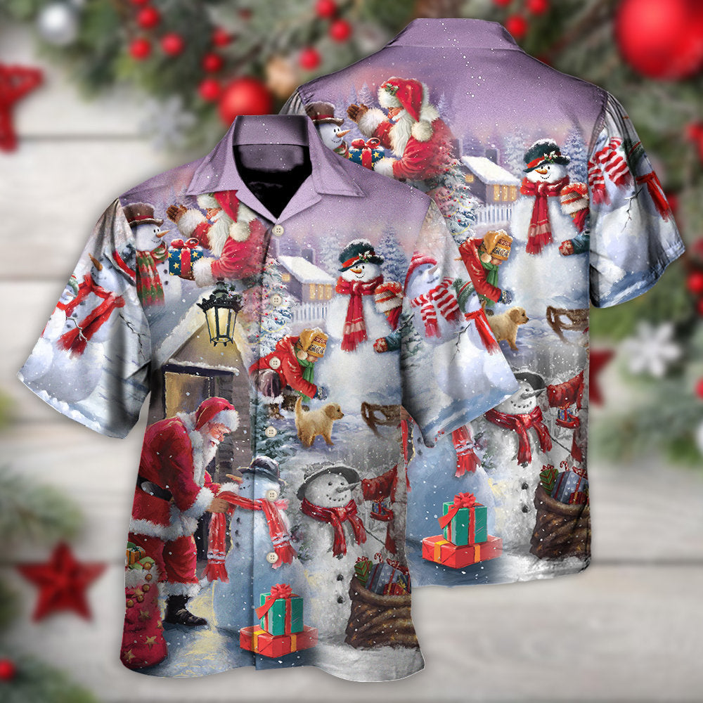 Snowman Christmas Buil Gift Hawaiian Shirt For Beach Parties And Weekend Getaways