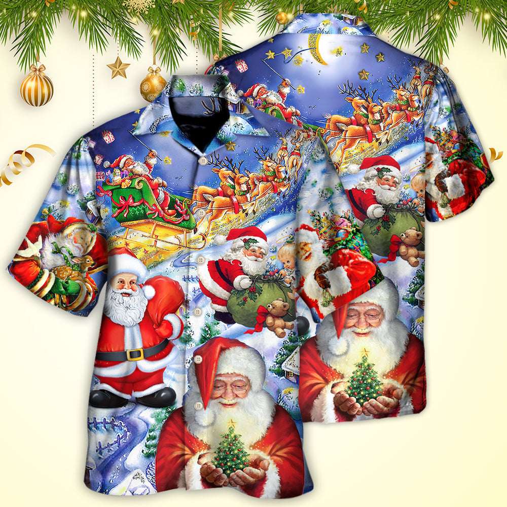 Funny Festive Happy Christmas Hawaiian Shirt Pattern View For Relaxed Warm Weather Outfits