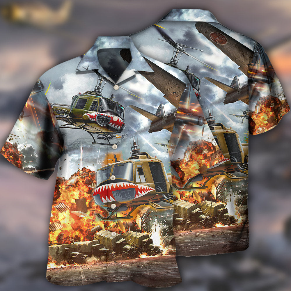 Military Creative Pattern Hawaiian Shirt Button Front Artwork For Island Holidays