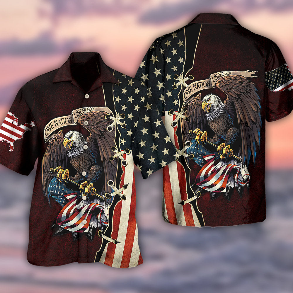 Eagle Nation Faith Hawaiian Shirt Artwork Detail For Tropical Trips And Casual Outings