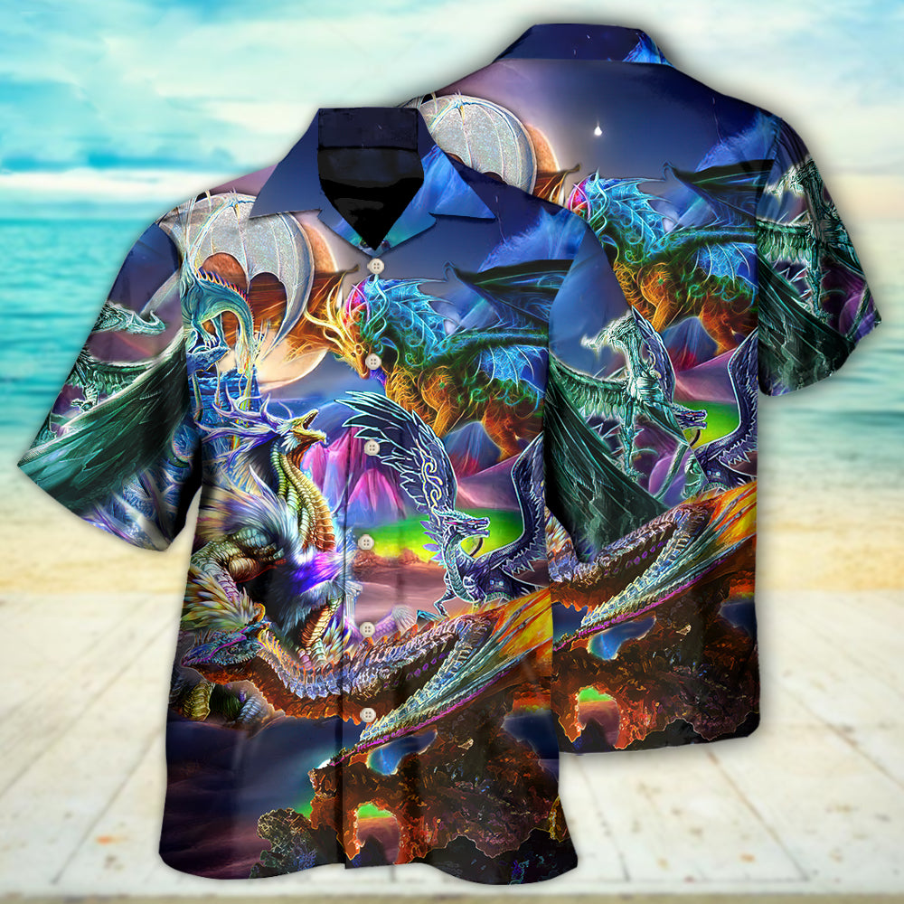 Neon Colorful Dragon Legends Hawaiian Shirt For Coastal Adventures And Warm Weather Wear