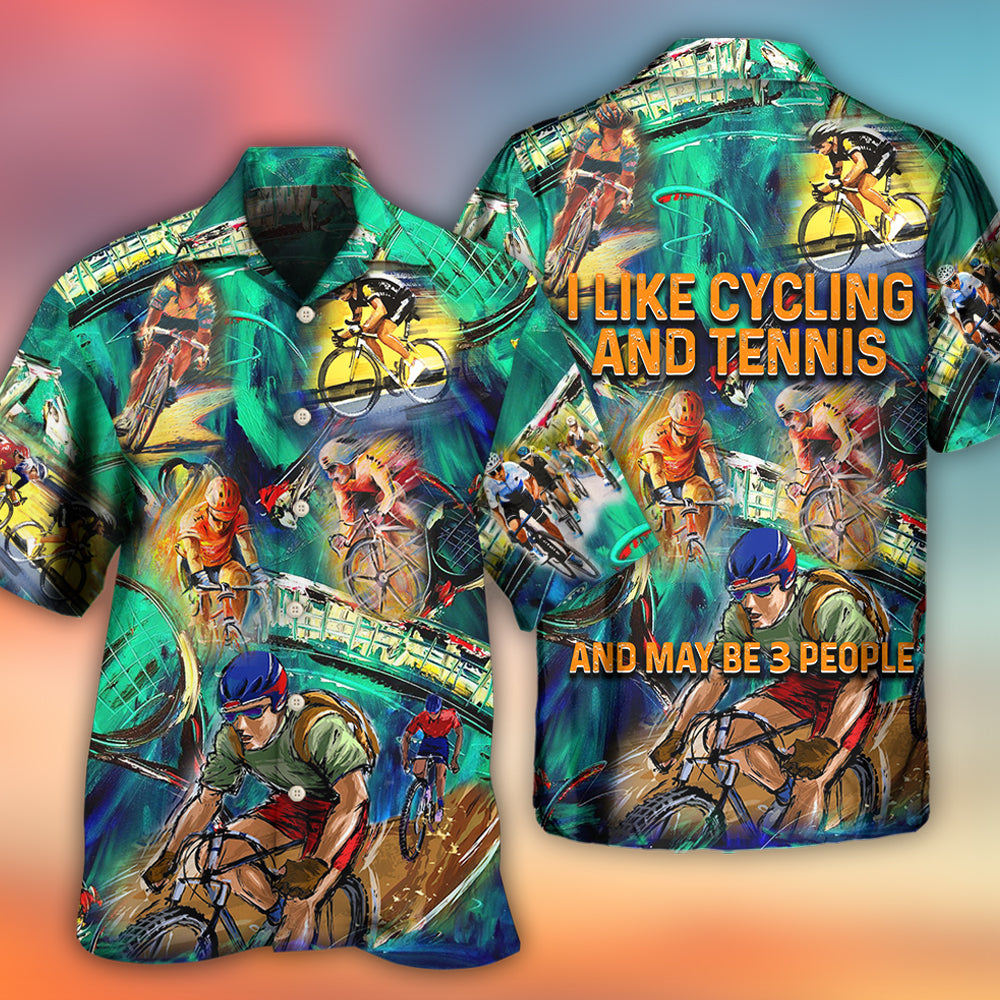 Abstract Watercolor Tennis Cycling Hawaiian Shirt Artwork Detail For Resort Trips And Outdoor Activities