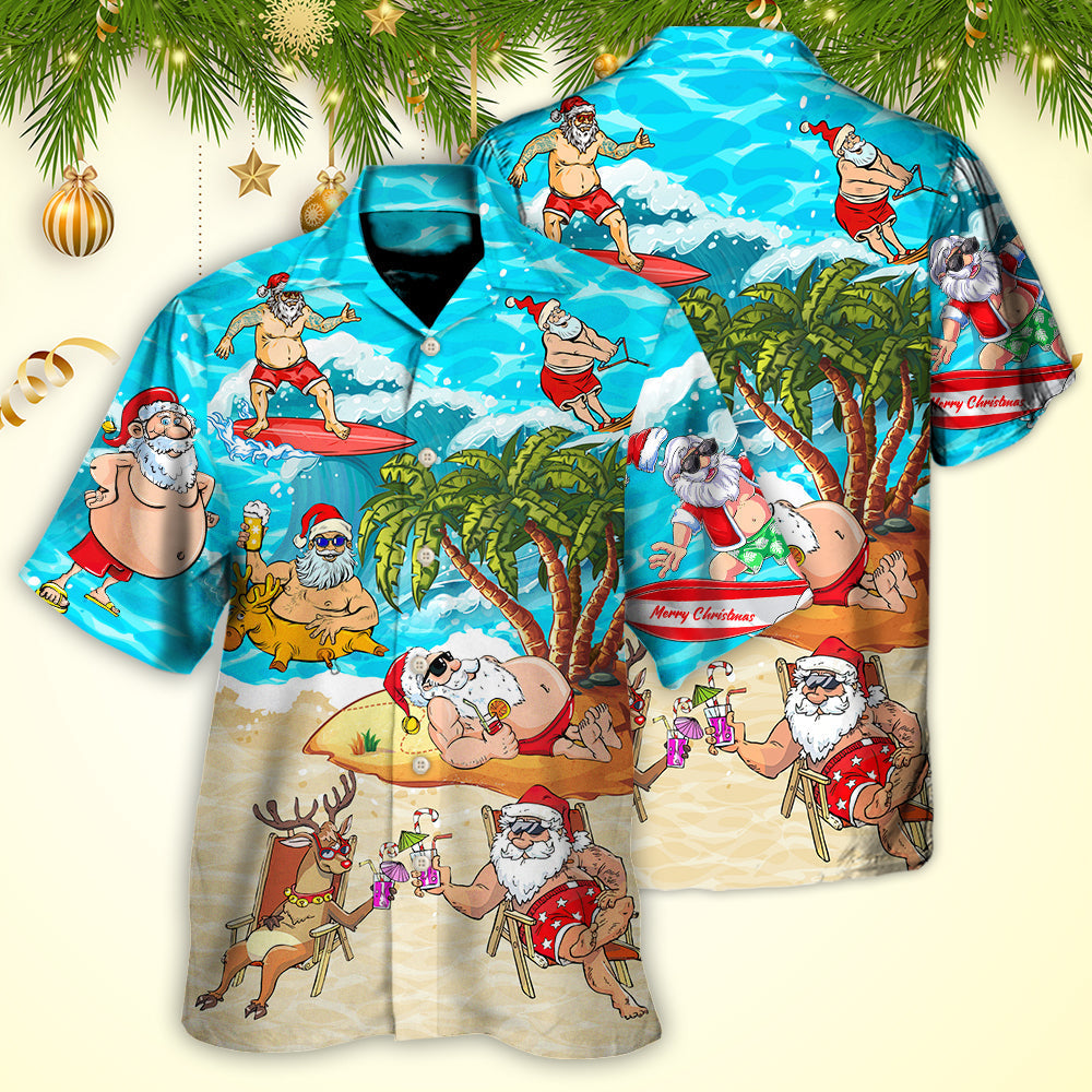 Island Christmas Santa Beach Hawaiian Shirt Design View For Weekend Trips