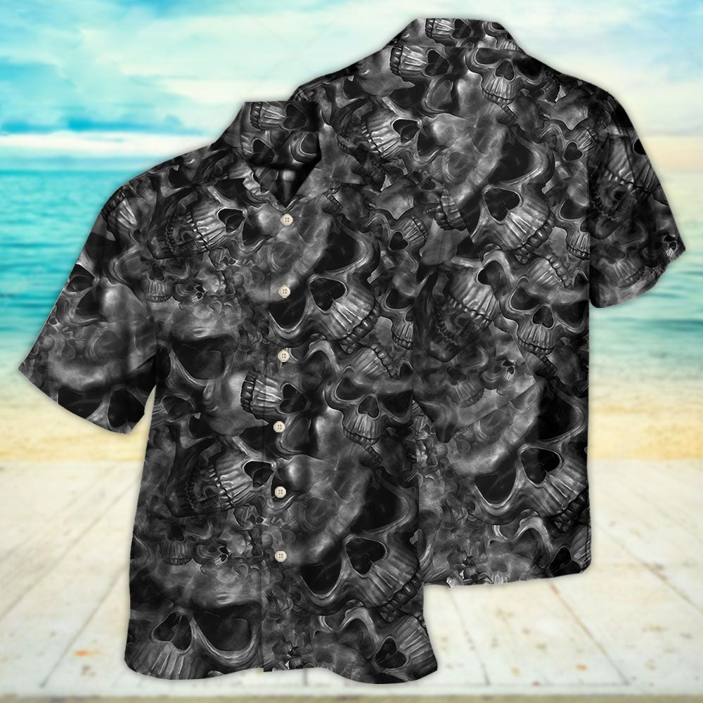 Skull Life's True Face Hawaiian Shirt Design Detail For Sunny Adventures And Casual Wear
