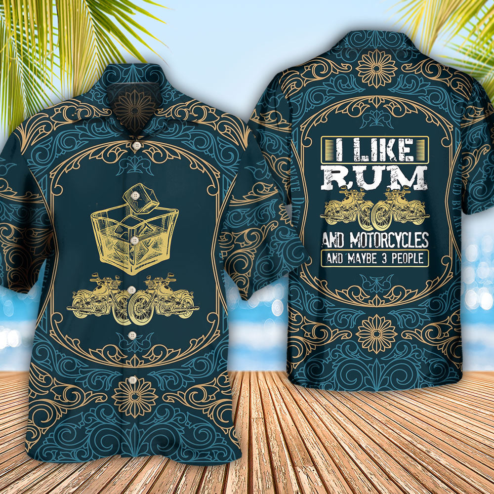 Wine Rum Motorcycles Hawaiian Shirt Design Detail For Beach Days And Holiday Travel