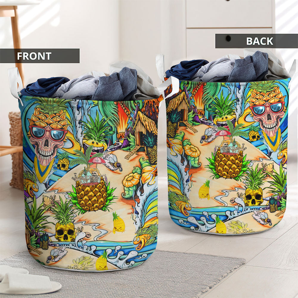 Skull Pineapple Fruit Amazing Laundry Basket For Nursery Dorm And Home Storage