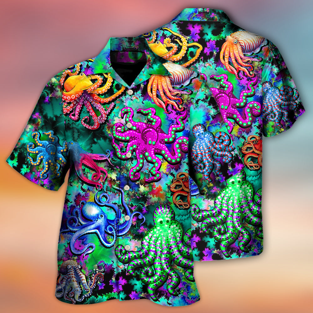 Colorful Octopus Light Hawaiian Shirt For Warm Weather Adventures And Everyday Comfort