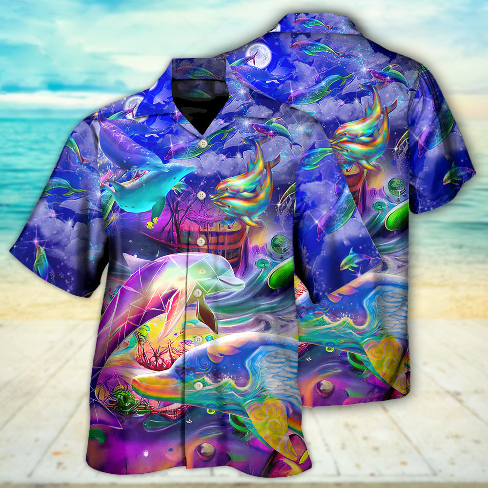 Rainbow Dolphin Jumping New Hawaiian Shirt For Resort Getaways And Comfortable Summer Activities