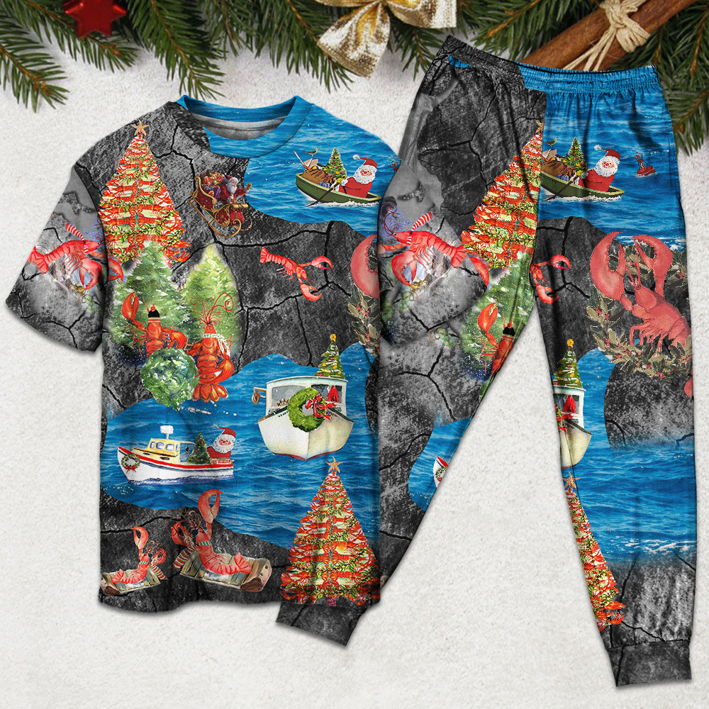 Lobster Couple Christmas Holiday Short Sleeve Pajamas Set For Winter Nights And Thoughtful Gifting