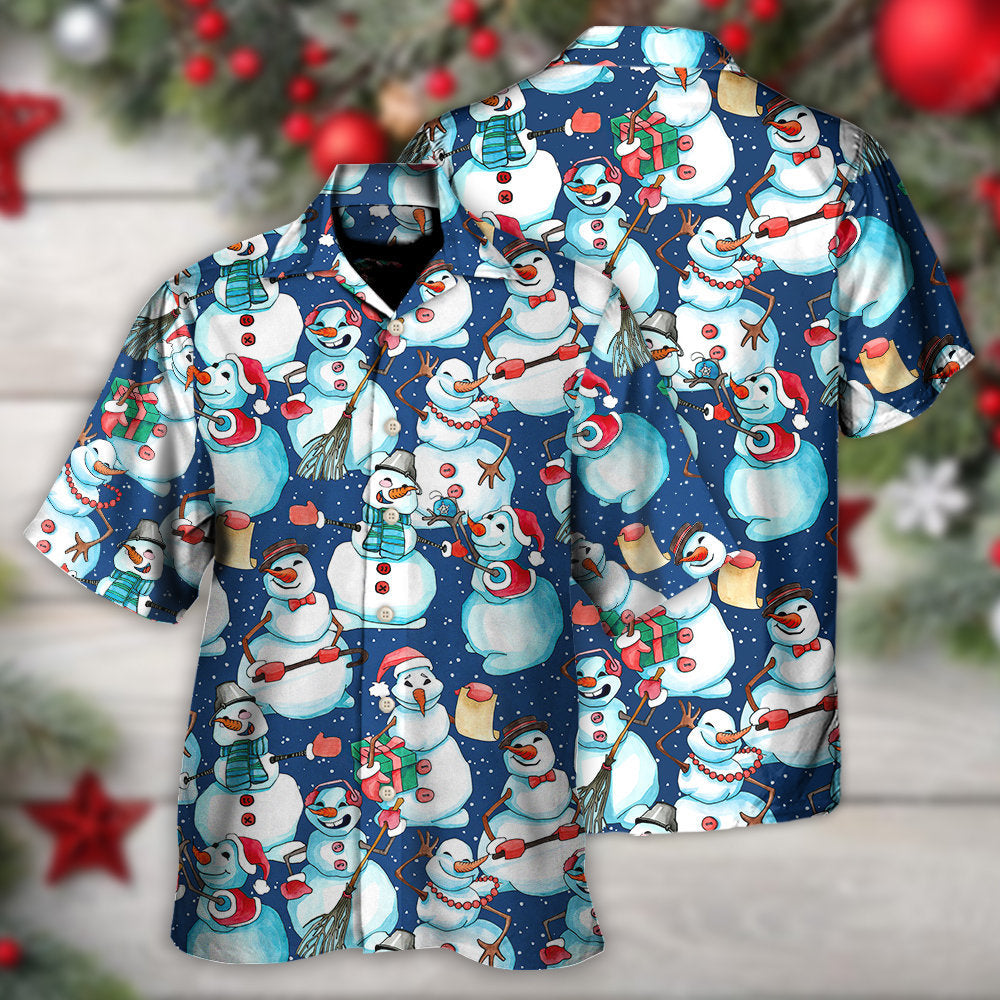 Happy Snowman Christmas Hawaiian Shirt For Warm Weather Adventures And Everyday Comfort