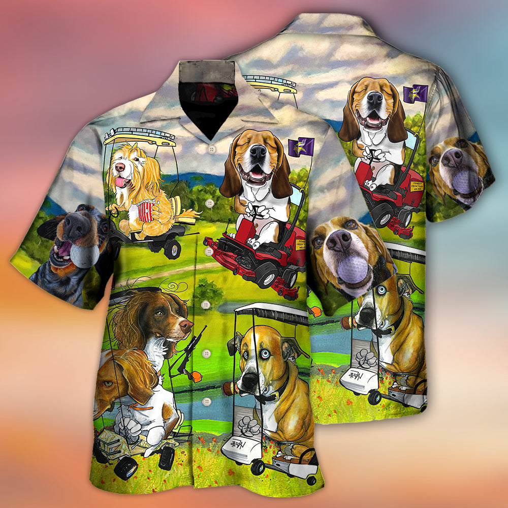 Dog Golf Driving Cart Hawaiian Shirt For Coastal Adventures And Warm Weather Wear