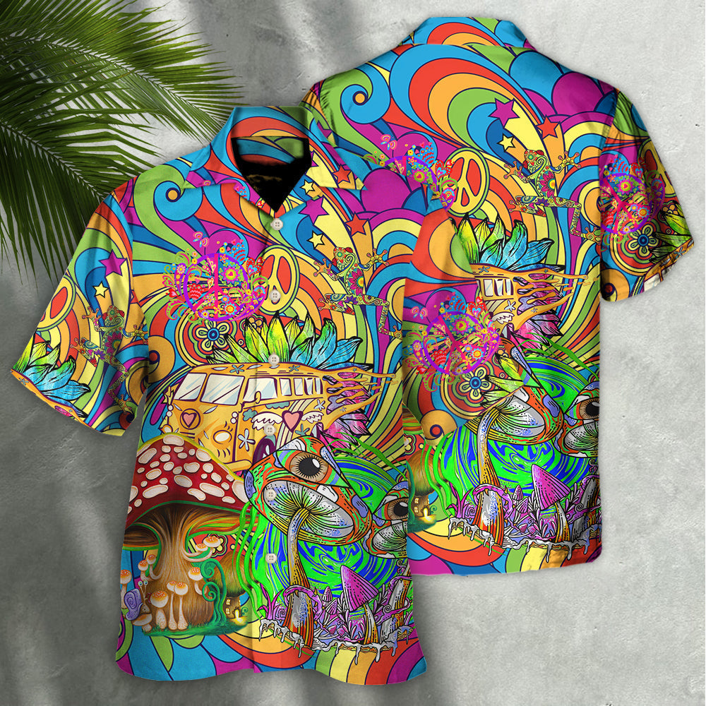 Hippie Adventure Dream Hawaiian Shirt Pattern Detail For Resort Wear