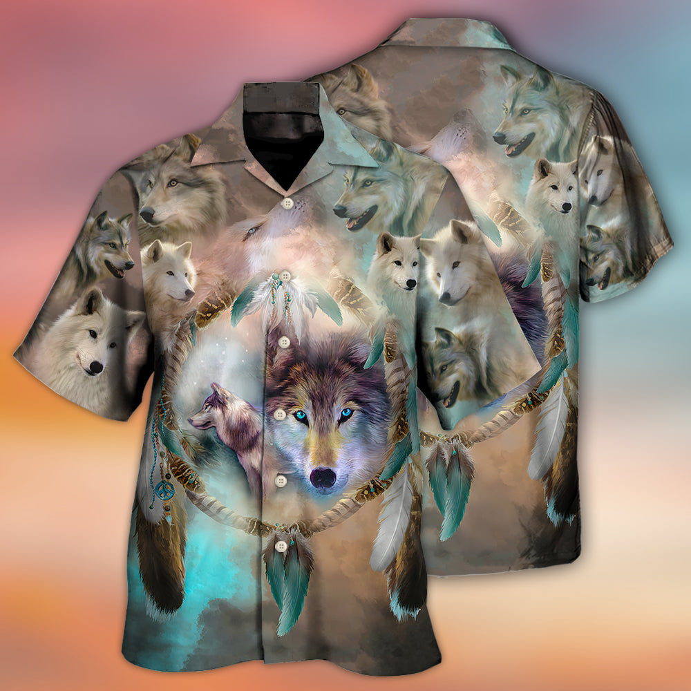 Bohemian Dreamy Wolf American Catcher Hawaiian Shirt For Summer Events And Casual Outdoor Wear
