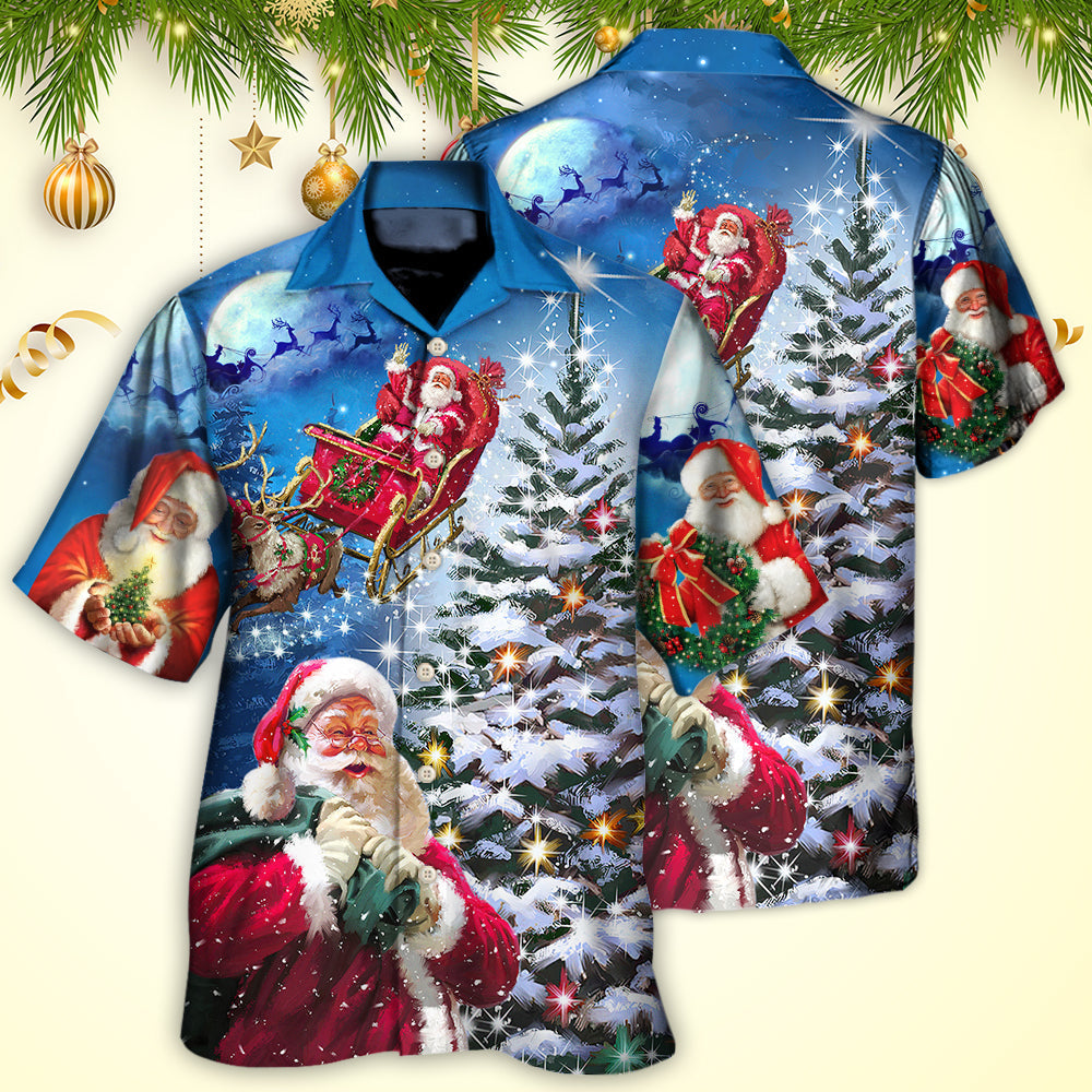 Christmas Santa Story Hawaiian Shirt Artwork Detail For Tropical Trips And Casual Outings