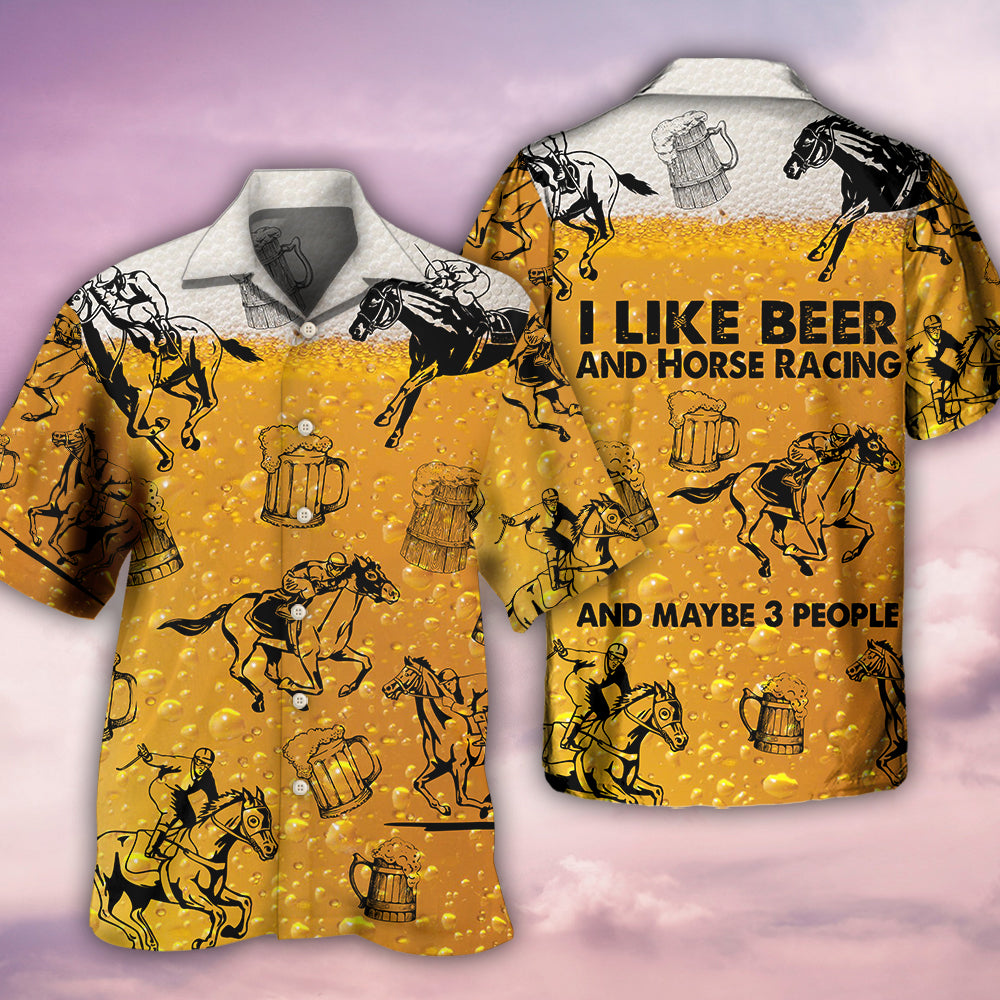Horse Racing Beer Lifestyle Theme Hawaiian Shirt Artwork View For Weekend Travel And Beach Style