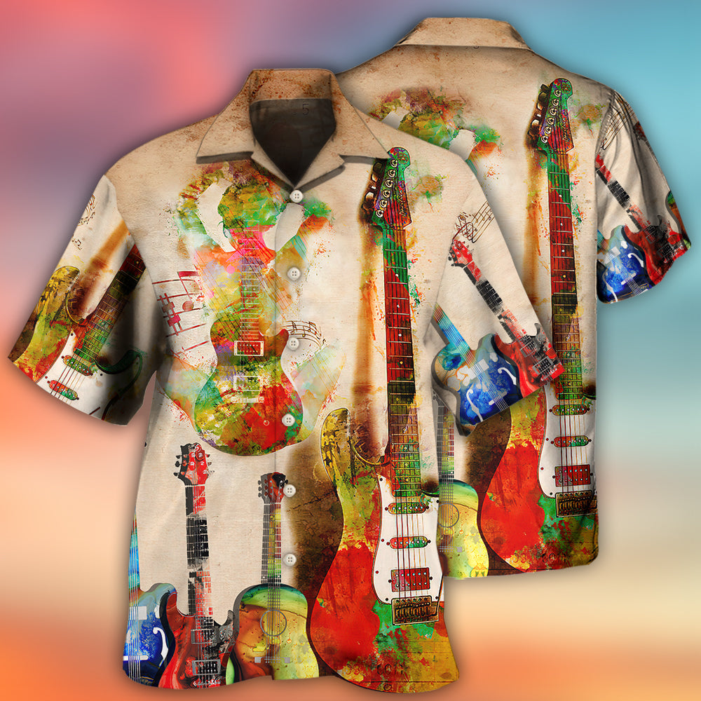 Abstract Colorful Guitar Music Hawaiian Shirt Design View For Thoughtful Gifting