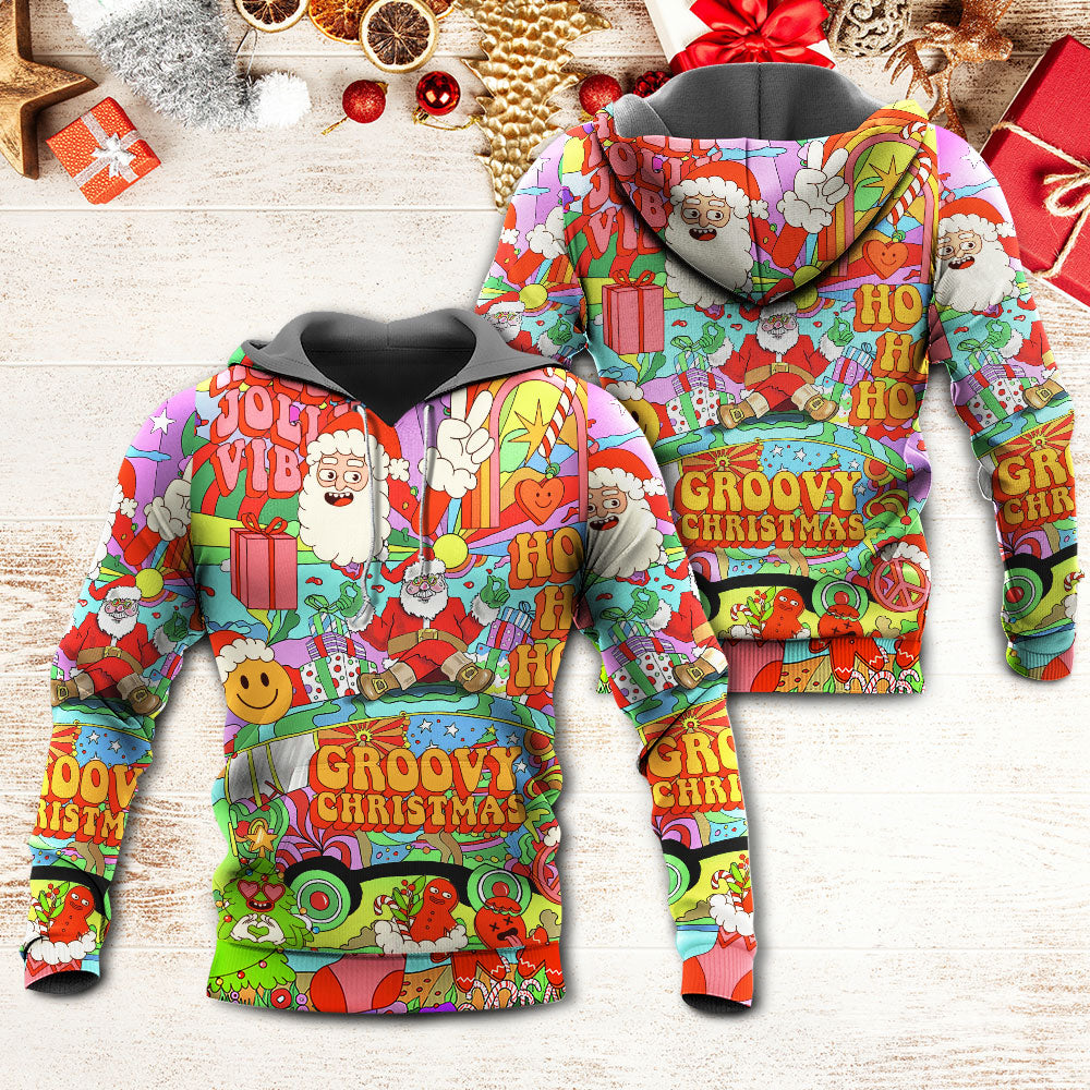 Hippie Christmas Santa Peace Bus Hoodie For Holiday Parties Weekend Outings And Cheerful Gift Giving