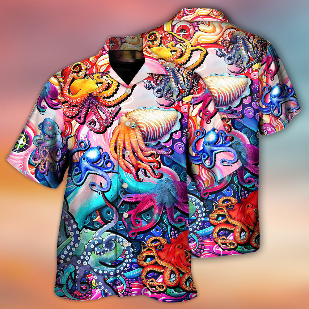 Colorful Octopus Hawaiian Shirt For Resort Getaways And Comfortable Summer Activities
