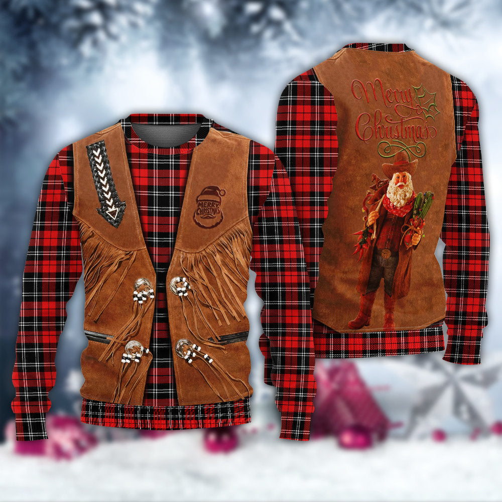 Santa Cowboy Christmas Vintage Sweater For Holiday Parties Family Gatherings And Seasonal Gift Giving