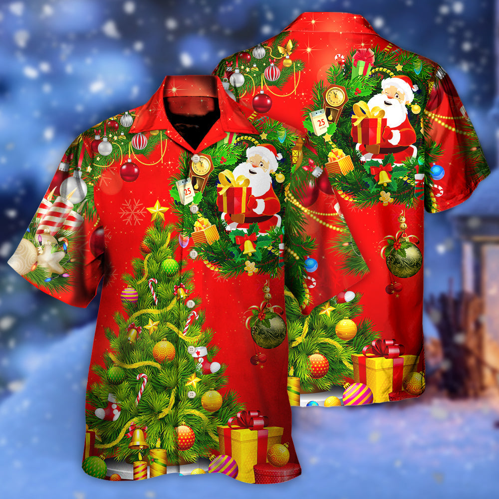 Red Christmas Tree Hawaiian Shirt For Summer Vacation And Beach Travel