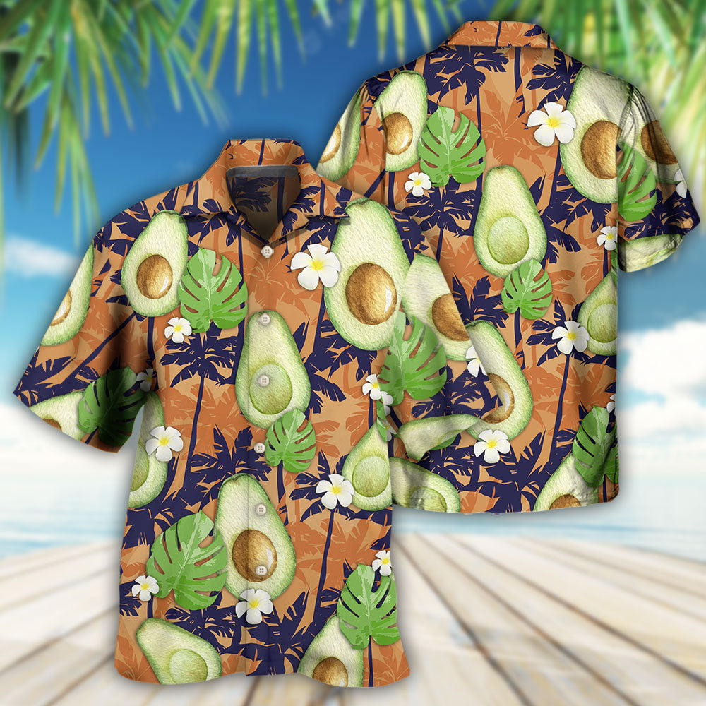 Floral Tropical Avocado Fun Hawaiian Shirt Button Front Artwork For Island Holidays