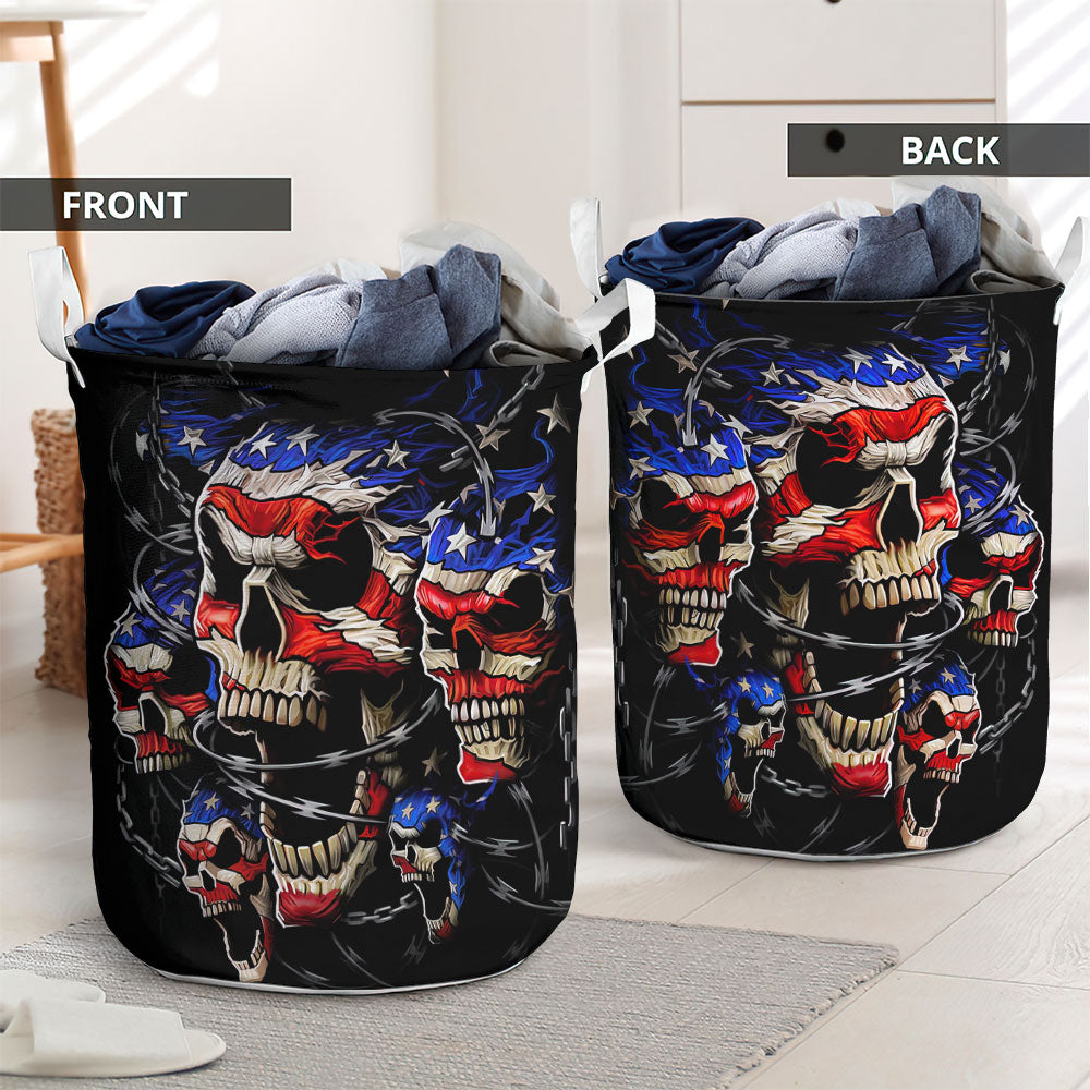Skull Love America Forever Laundry Basket For Nursery Dorm And Home Storage