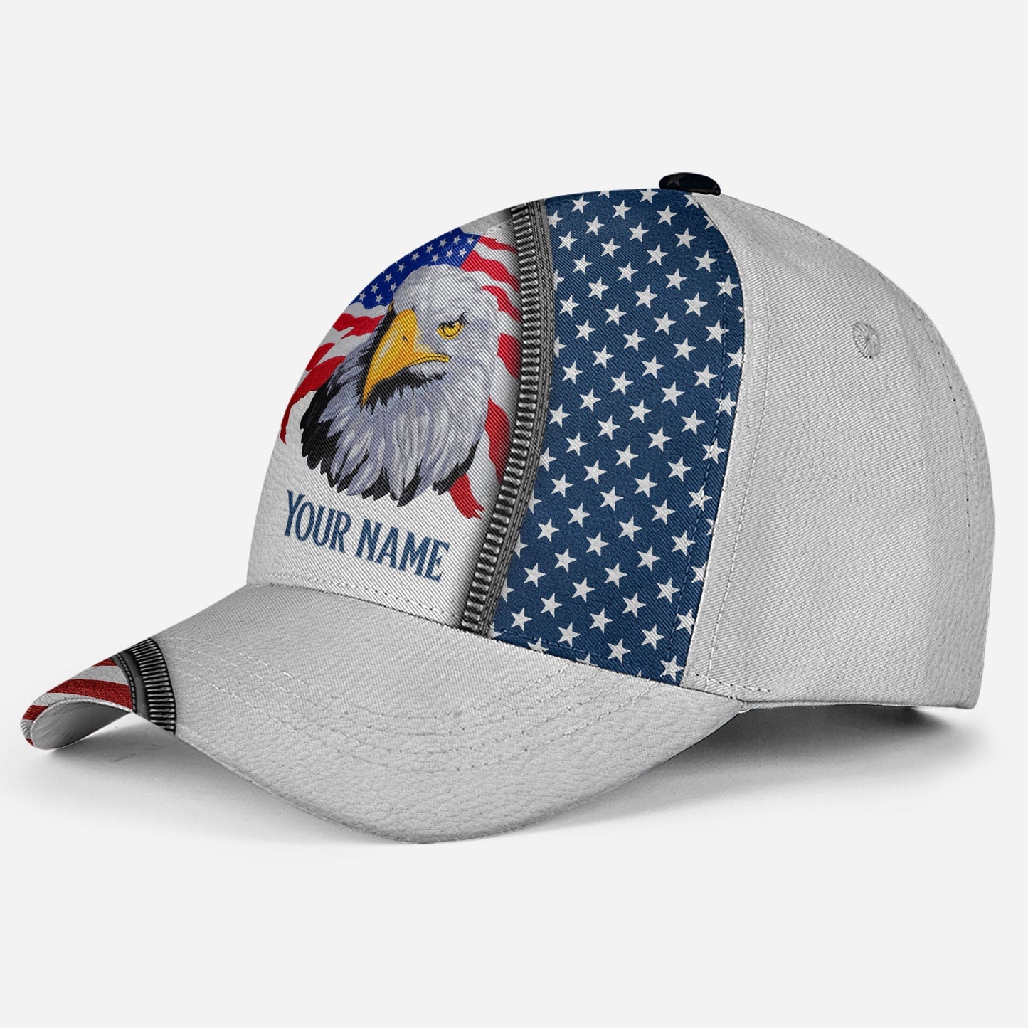 Custom White Proud American Eagle 4th July Name Classic Cap For Vacation Style Outdoor Activities And Daily Comfort