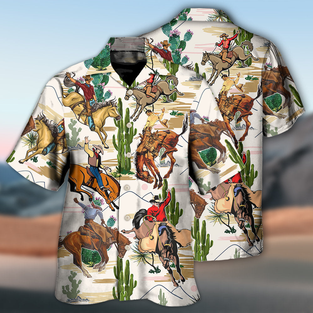 Western Tropical Cowboy Desert Cactus Hawaiian Shirt Design Detail For Sunny Adventures And Casual Wear
