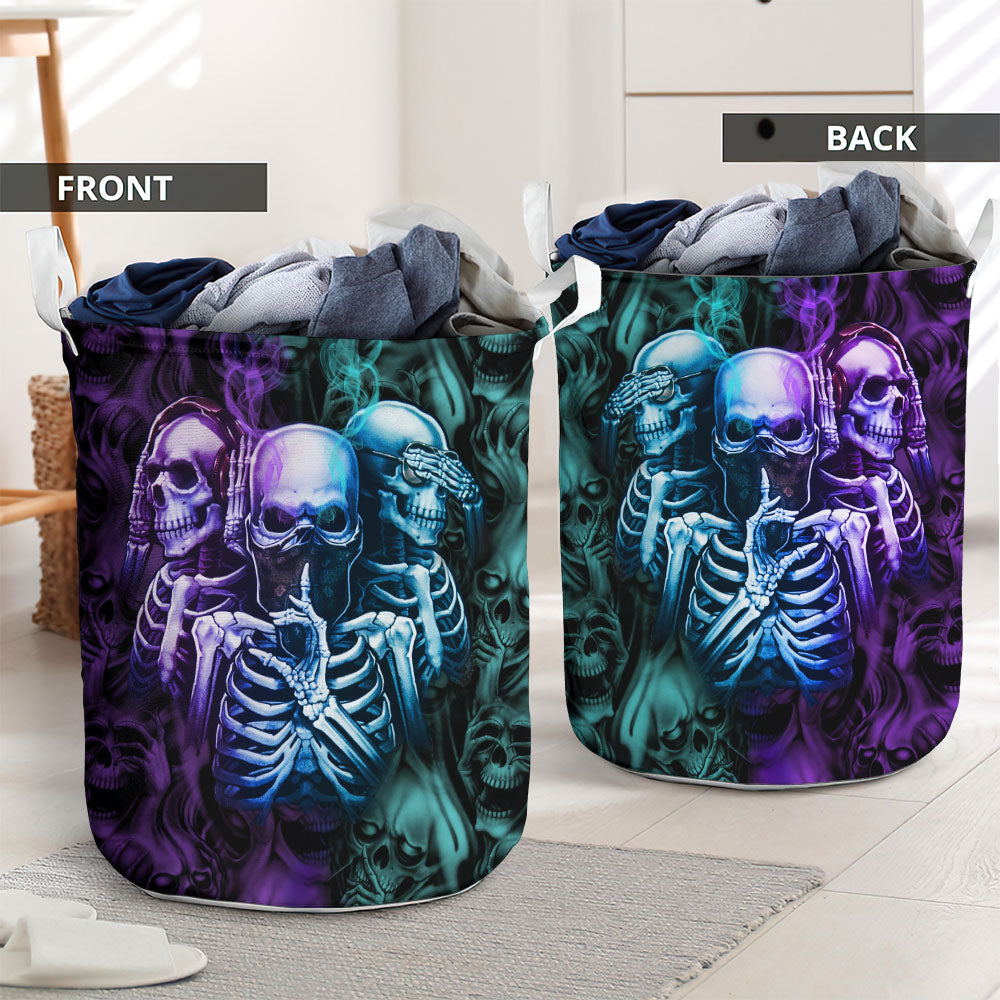 Skull Neither Hear Nor See Laundry Basket For Nursery Dorm And Home Storage