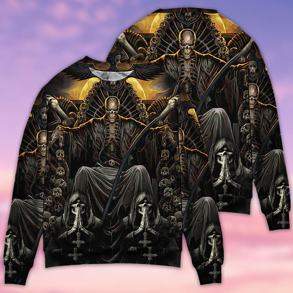 Dark Grim Skull Sweater For Fantasy Fans Casual Outings And Weekend Adventures