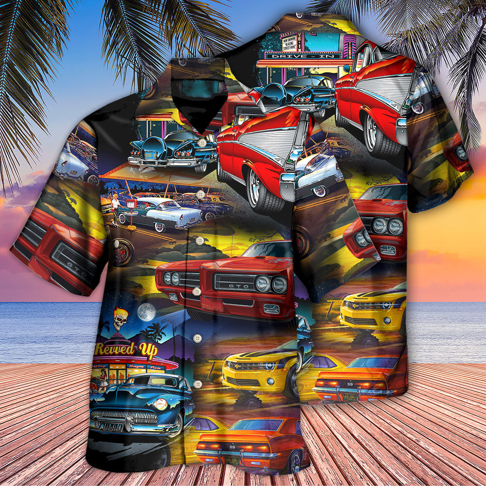 Car Muscle Family Lifestyle Hawaiian Shirt Pattern Detail For Summer Holidays And Outdoor Fun