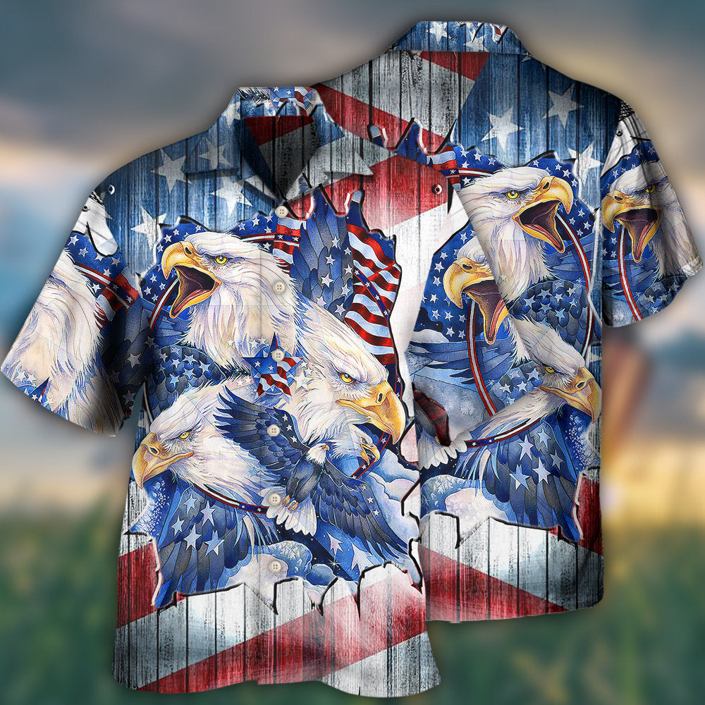 Patriotic American Eagle Hawaiian Shirt Print Closeup For Tropical Vacations