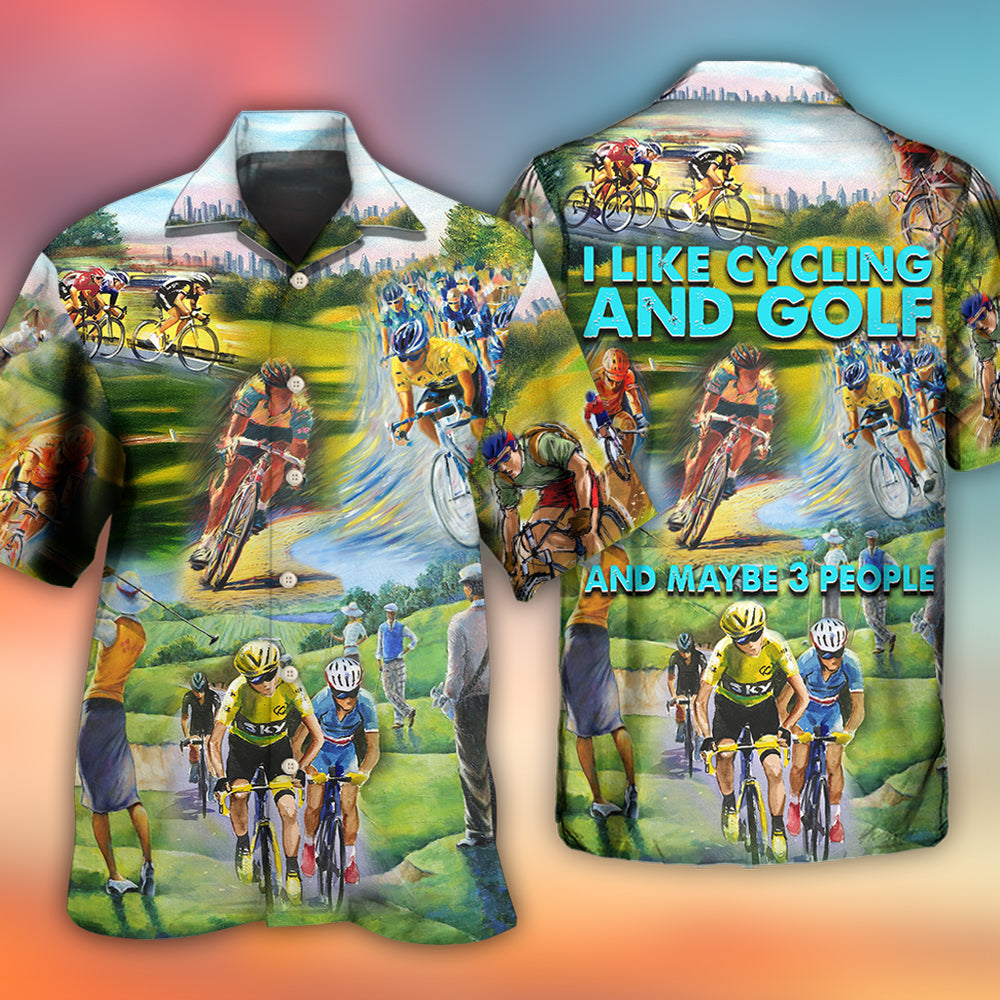 Abstract Watercolor Cycling Golf Hawaiian Shirt Artwork Detail For Tropical Trips And Casual Outings