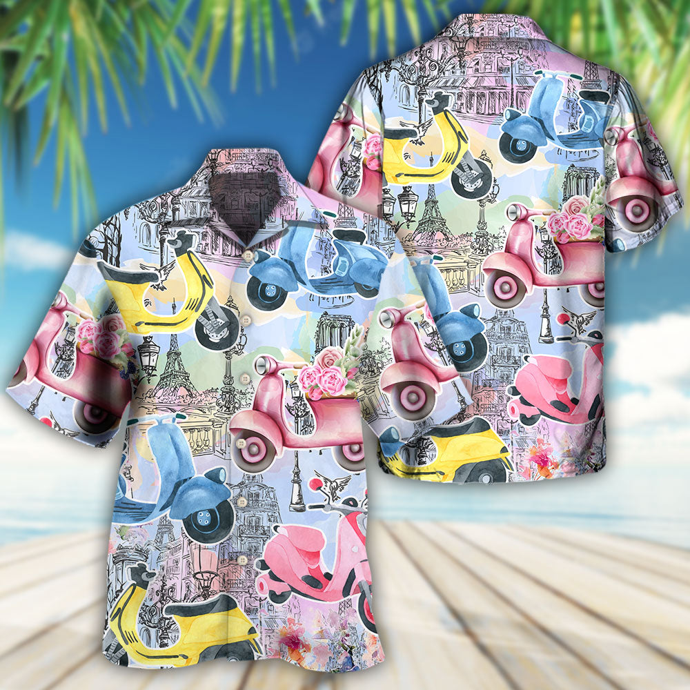 Scooter City Urban Hawaiian Shirt Artwork View For Coastal Escapes And Resort Style