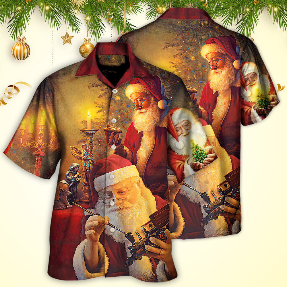 Festive Christmas Spirit Hawaiian Shirt Design Detail For Beach Days And Holiday Travel