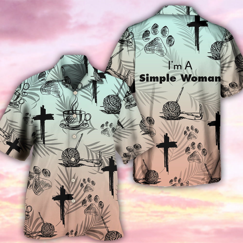 Faith Coffee Dog Knitting Humor Hawaiian Shirt Artwork View For Vacation Style