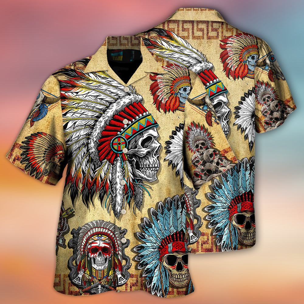 Bohemian Vintage Skull American Hawaiian Shirt Artwork View For Coastal Escapes And Resort Style