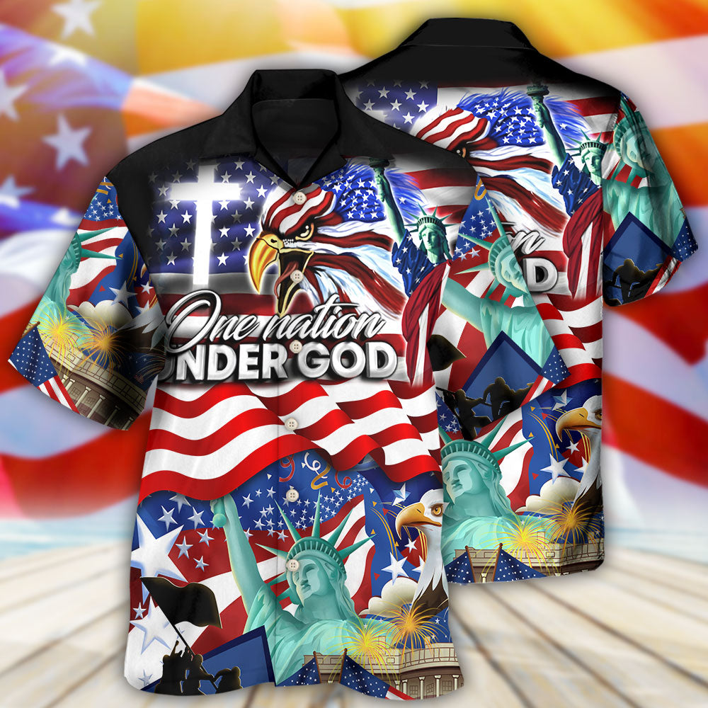 American Independence Day Us Nation Faith Hawaiian Shirt Design View For Resort Travel And Thoughtful Gifting