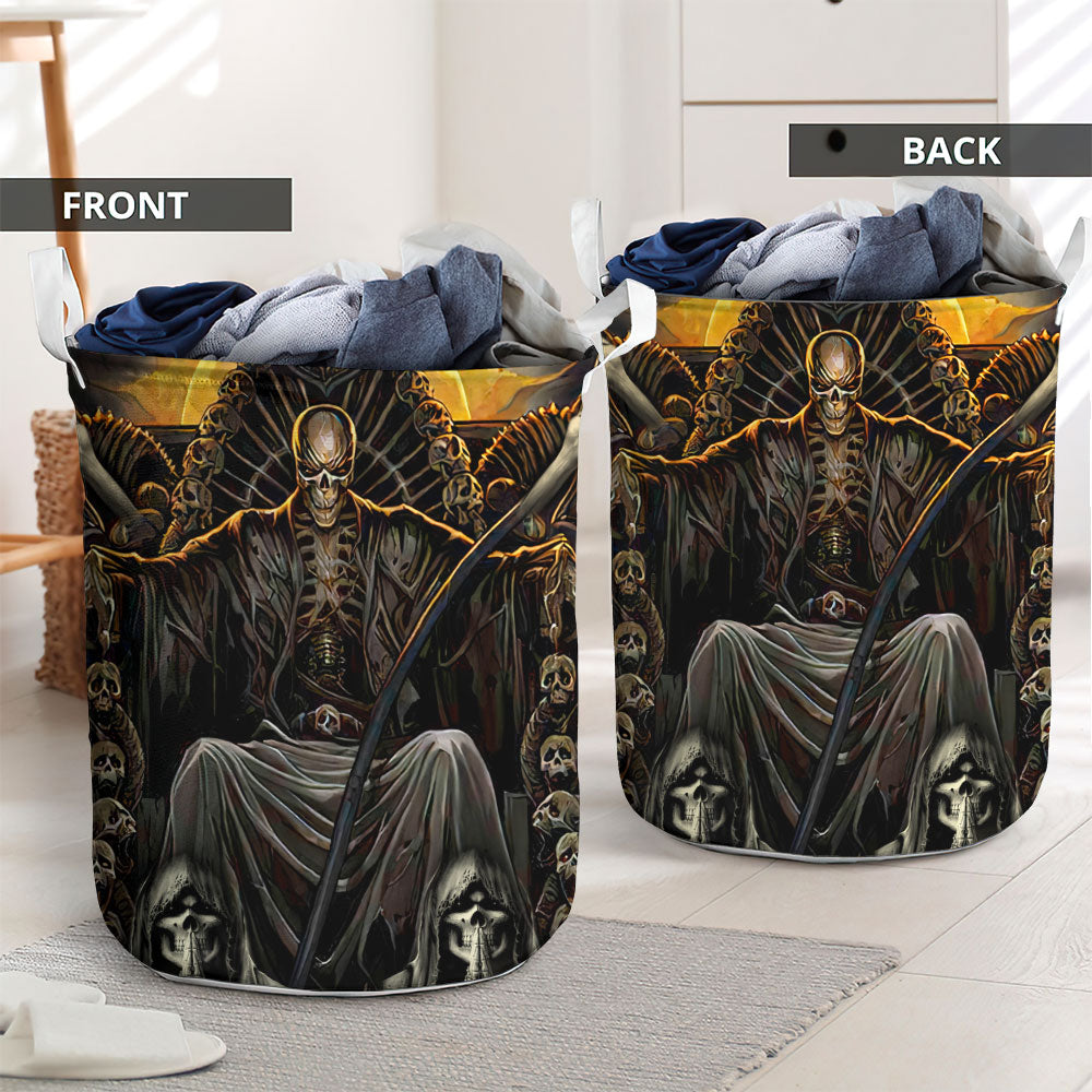 Skull Grim Reaper Dark Laundry Basket For Nursery Dorm And Home Storage