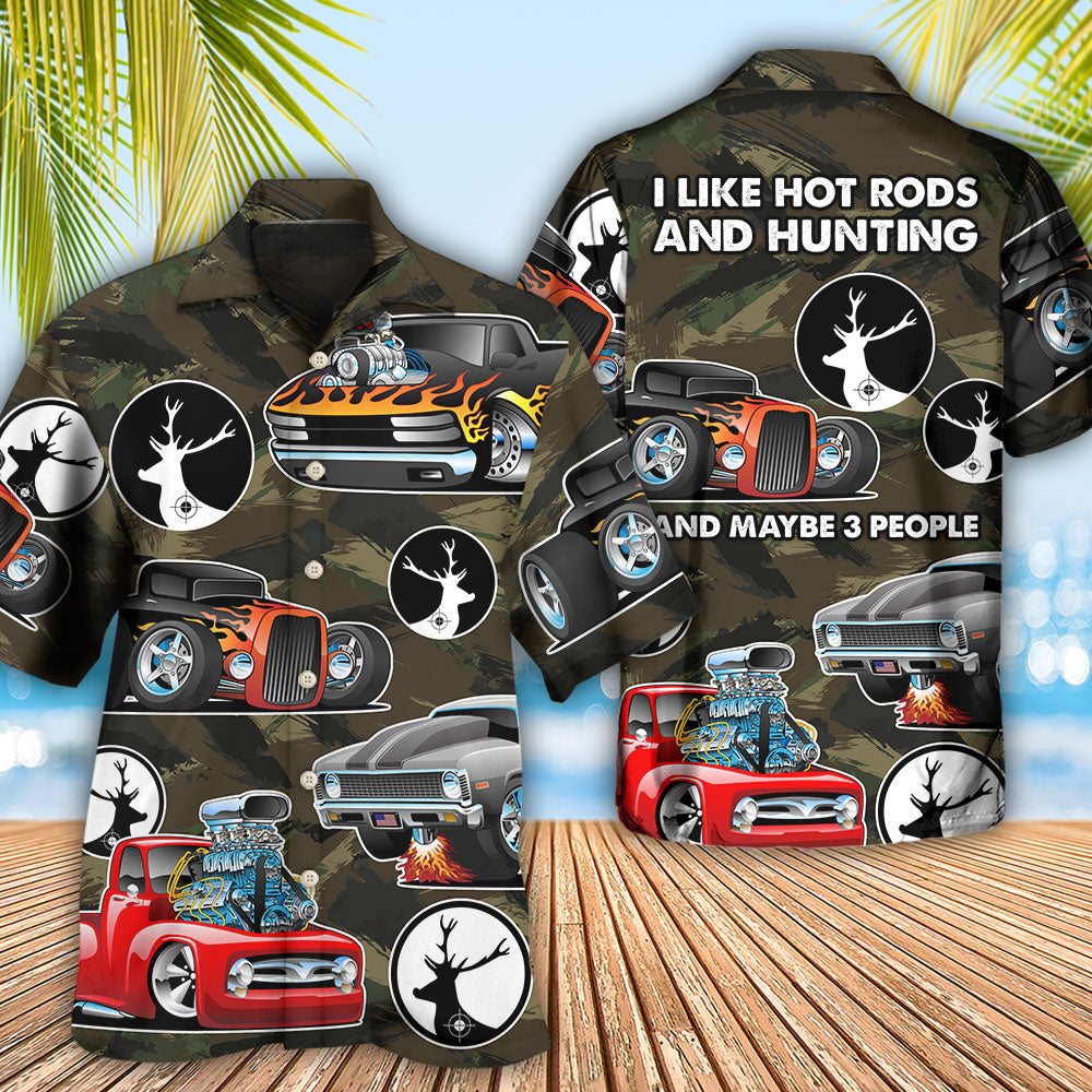 Hunting Hot Rods Hawaiian Shirt For Summer Vacation And Beach Travel