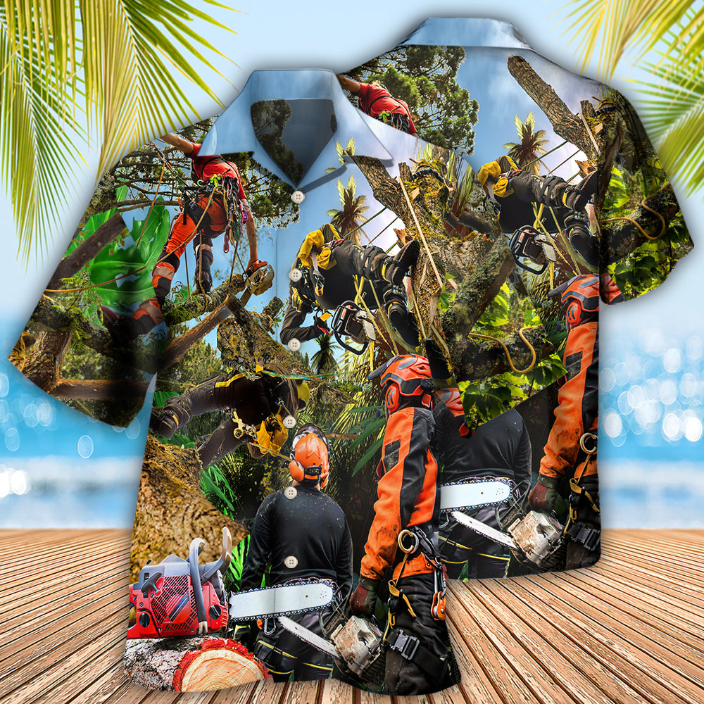 Arborist Tree Climbing Work Hawaiian Shirt For Active Holidays, Resort Trips, And Warm Weather Gatherings