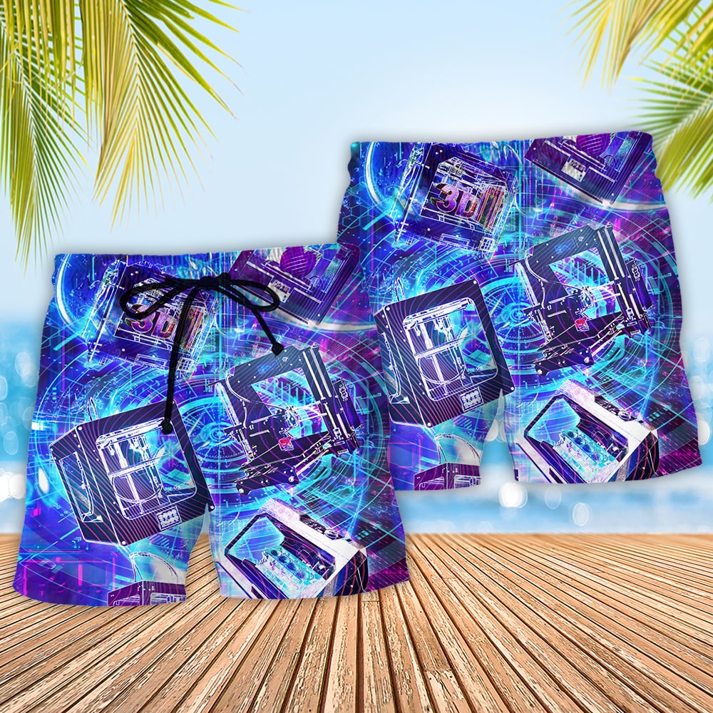 Three Dimensional Printing Beach Shorts Pattern Detail For Summer Travel And Relaxed Casual Wear