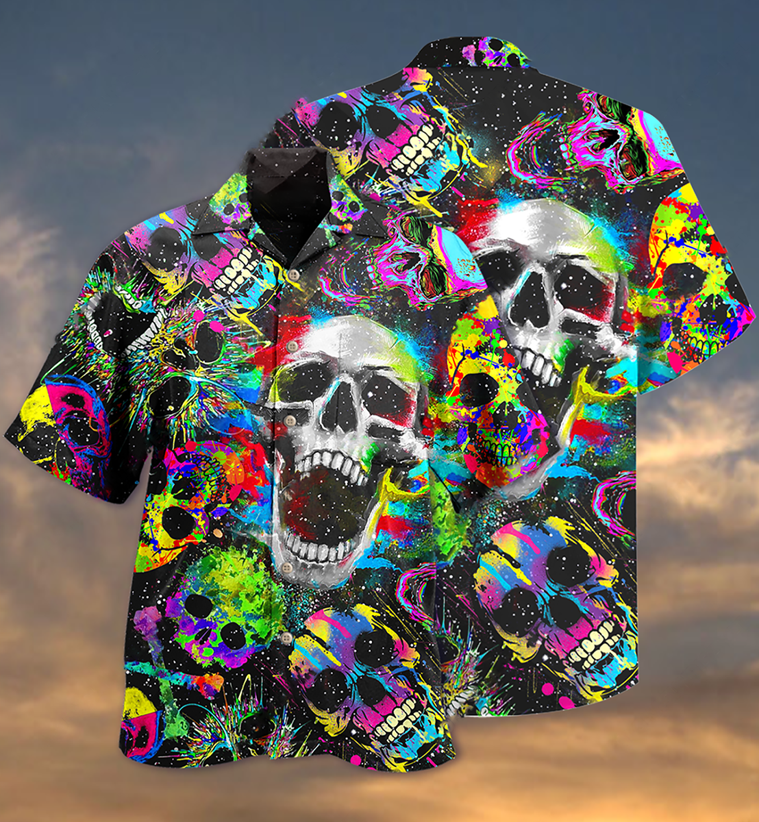 Skull Hawaiian Shirt With Detailed Graphic For Tropical Parties Vacation Travel And Casual Summer
