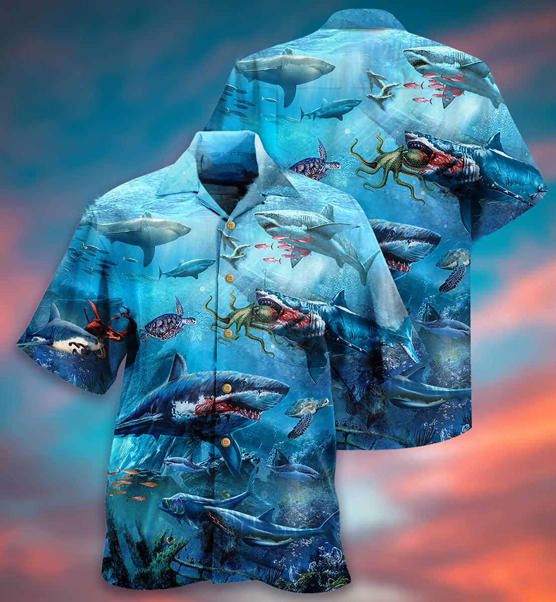Shark Assassin Hawaiian Shirt Artwork View For Coastal Escapes And Resort Style