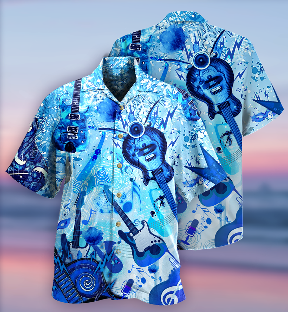 Guitar Music Hawaiian Shirt For Summer Vacation And Beach Travel