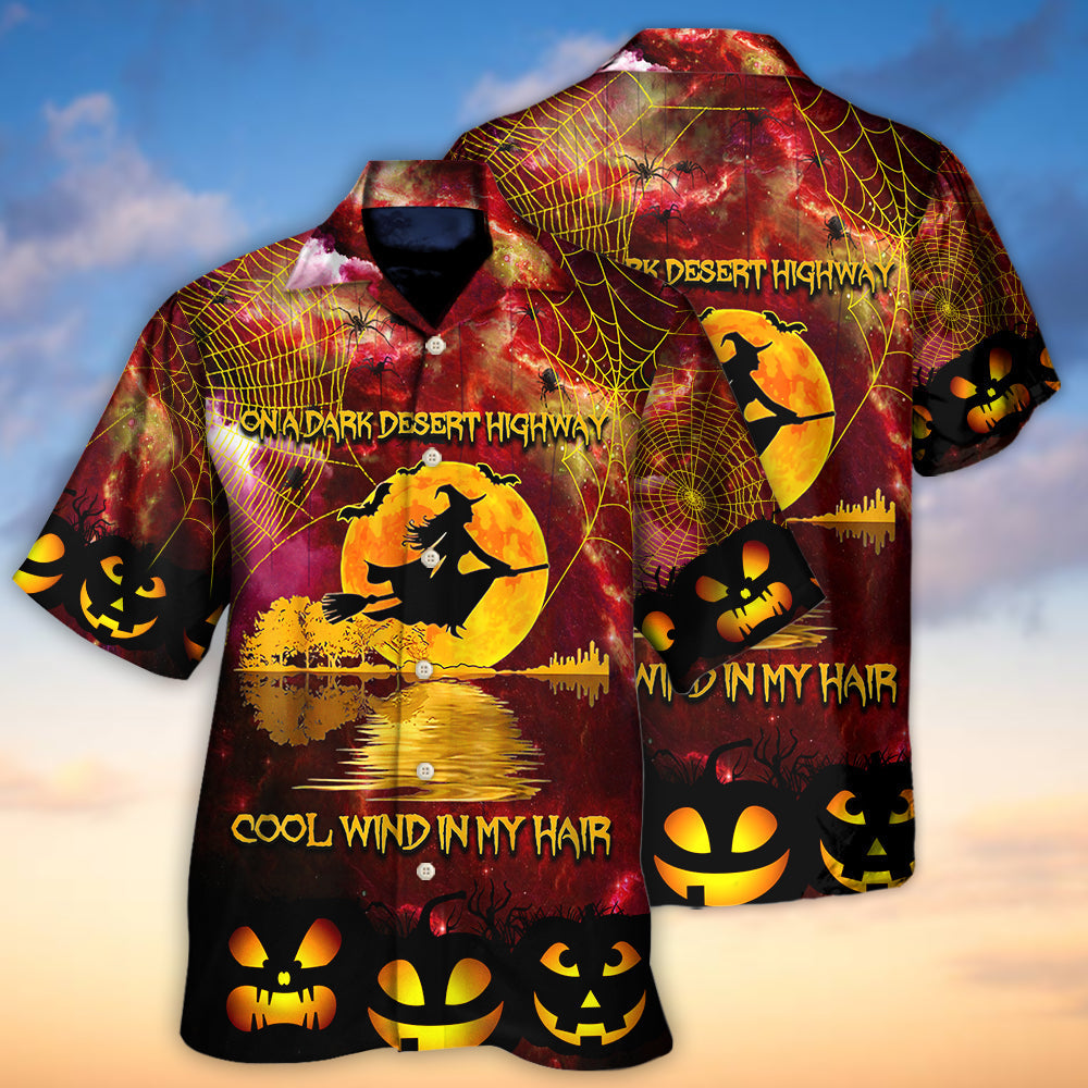 Bohemian Dark Halloween Desert Highway Wind Hair Hawaiian Shirt For Summer Events And Casual Outdoor Wear