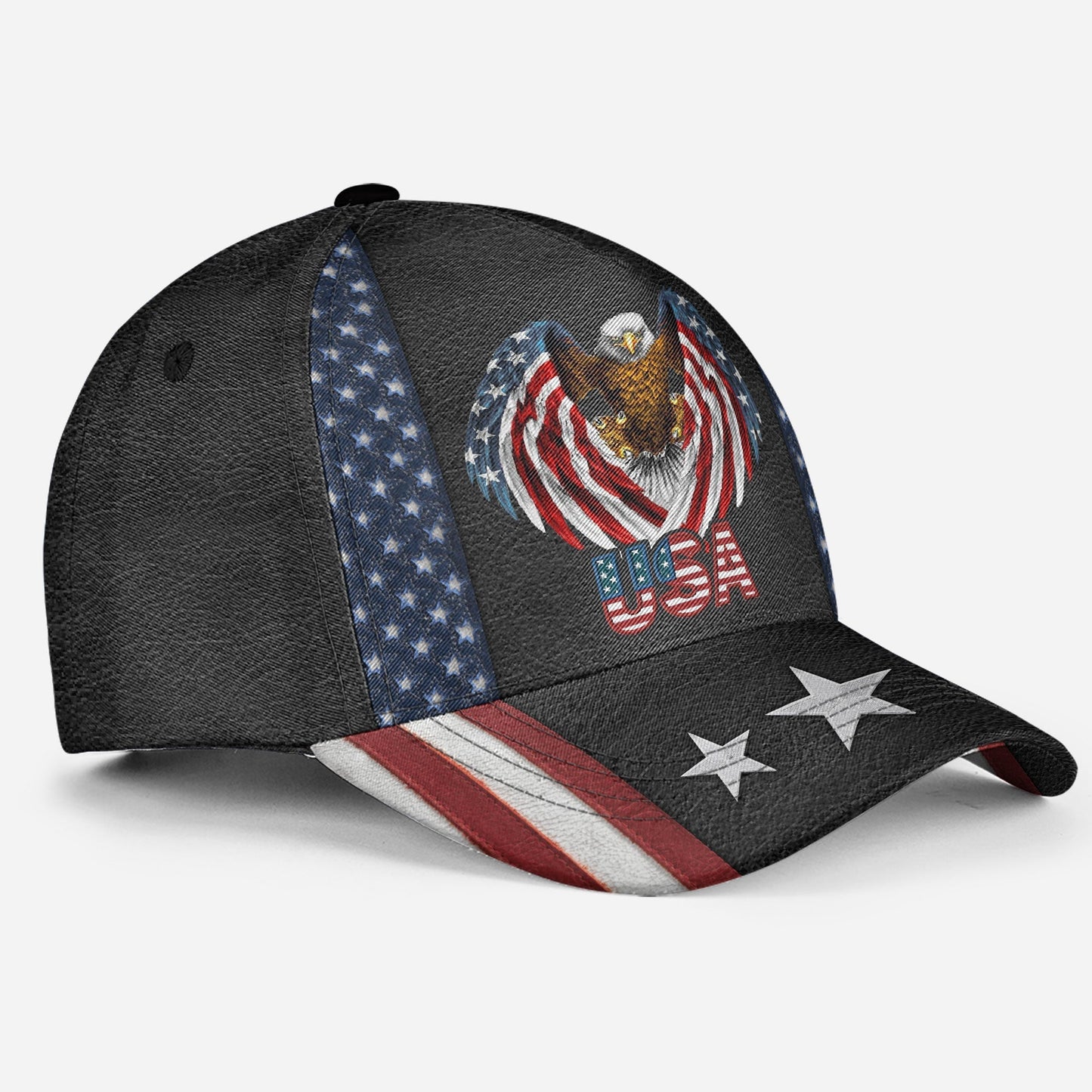 Proud USA Eagle Leather Pattern Classic Cap For Weekend Travel Outdoor Events And Casual Outfits