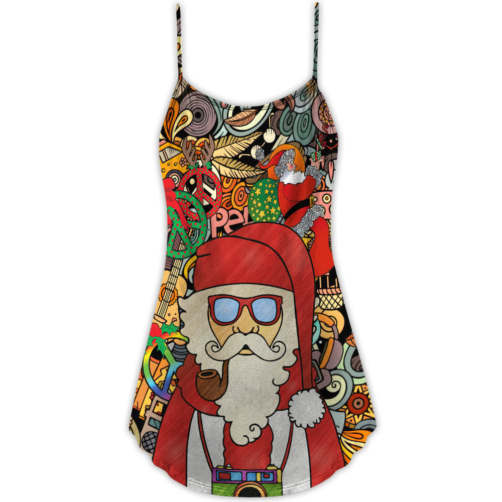 Christmas Hippie Santa Style – Women's Summer Sleeveless V-Neck Camisole Dress