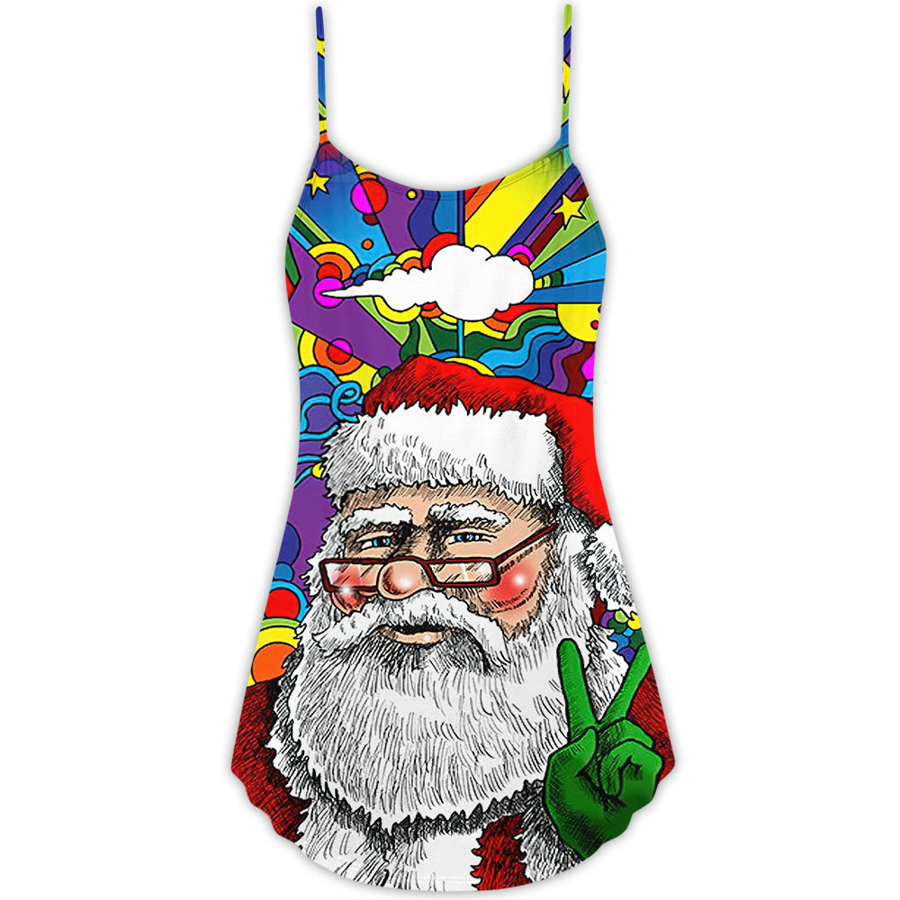 Christmas Hippie Santa Style – Women's Summer Sleeveless V-Neck Camisole Dress